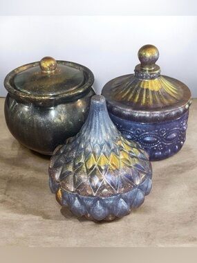 JAI’S DESIGNS Handcrafted Doodad Pots with lid- Set of 3
